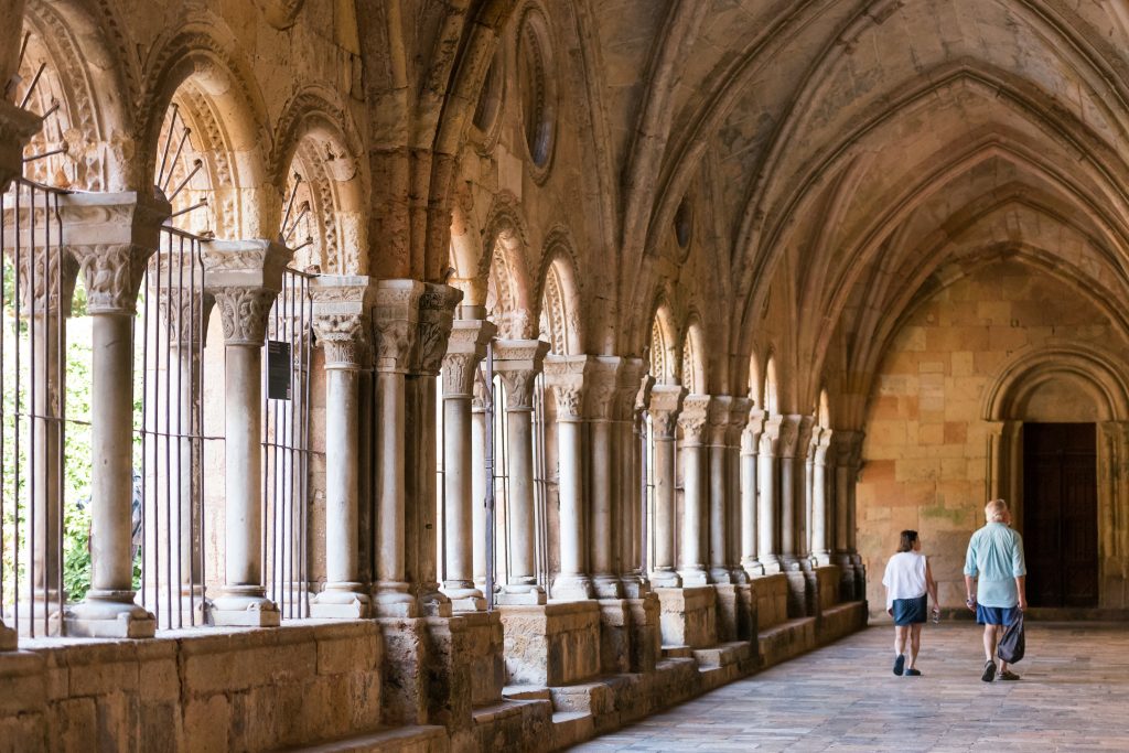 TARRAGONA, SPAIN - OCTOBER 4, 2017: Interior of the Cathedral of Tarragona (Catholic Cathedral). Copy space for text